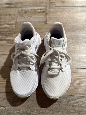 adidas Off-White Mesh Athletic Sneakers with Subtle Pink Accent
